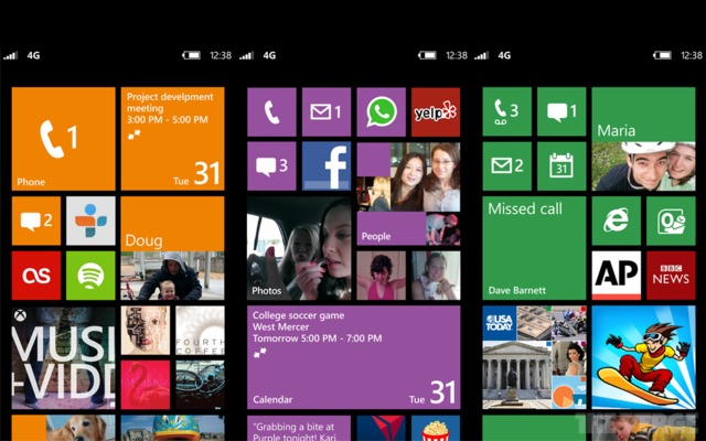Windows Phone 8 home screen, WP8 Metro UI, Windows 8 style UI
