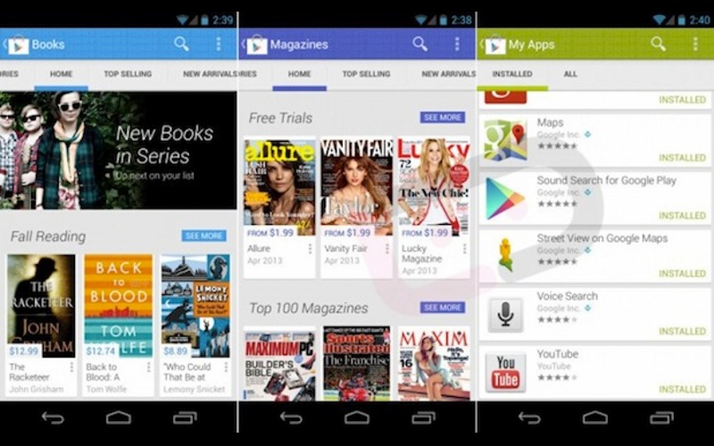 Google Play, Android App store, Holo UI