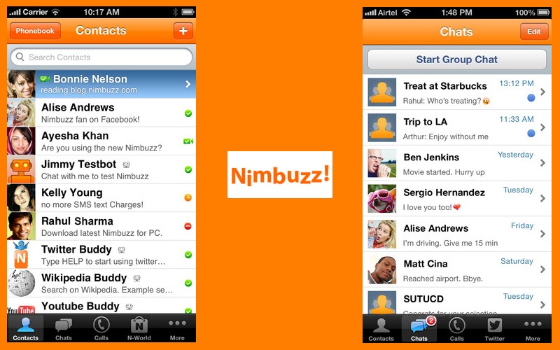 Nimbuzz Messenger for iOS, iPhone VoIP and messaging, iPad VoIP Calling