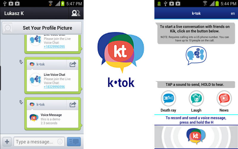 Kik Messenger Voice Messaging Add On Holler 4kik Is Now K Tok New