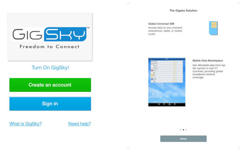 GigSky App, International Roaming, GigSky companion app