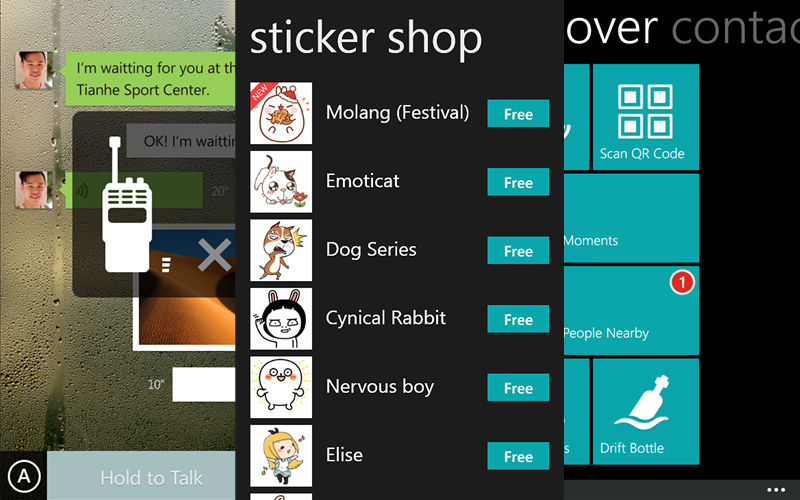 WeChat, Windows Phone, Windows Phone messaging apps
