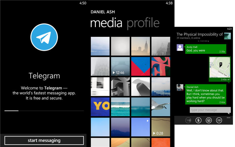 Telegram, messaging apps, windows phone app gap close