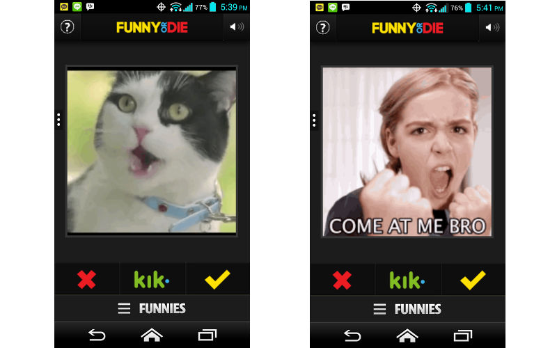 Funny or Die, Kik Cards, Kik me friends