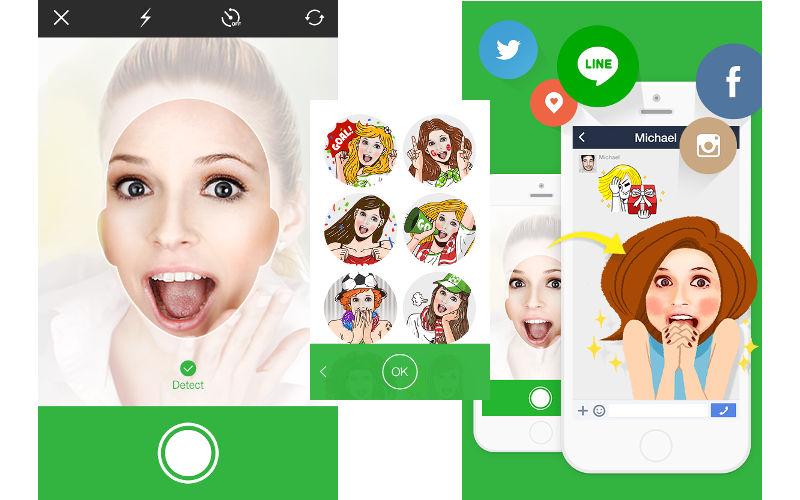 LINE Selfie Stickers, LINE stickers app, selfie apps