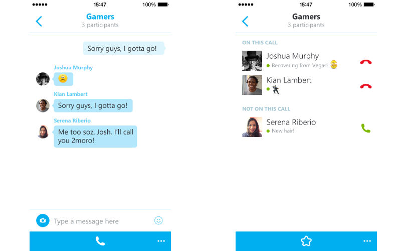 Skype for iOS, iPhone group calls, group chats
