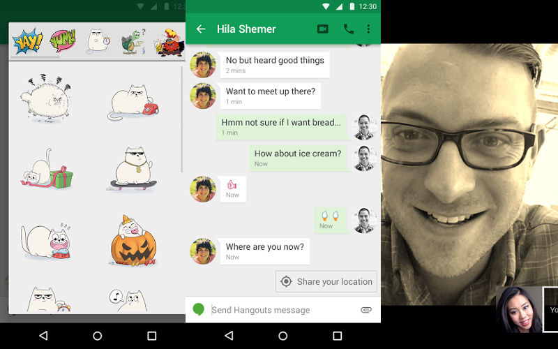 Google Hangouts news, Changes in Android apps, Messaging video calls