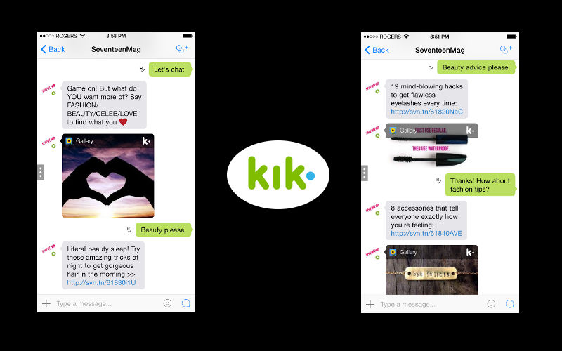 Kik messenger, Kik app, Kik screenshots