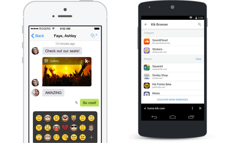 Kik on iOS and Android, iOS 8 and 9, Kik on iPhone