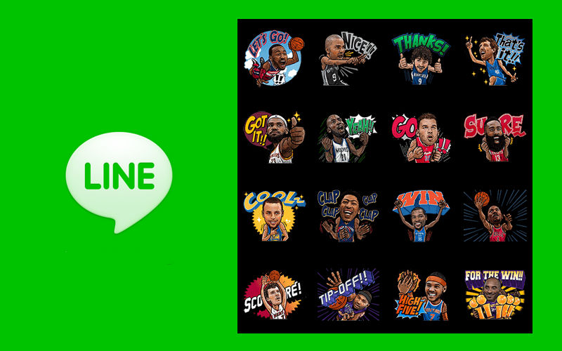 LINE NBA stickers, Basketball LeBron James, Steph Curry emoticons