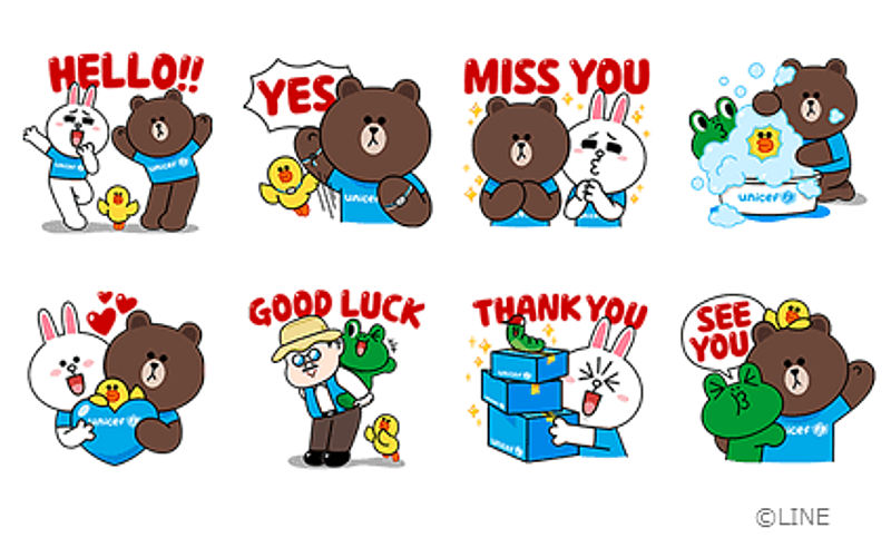 LINE and UNICEF, stickers for messaging, emoticons and emoji